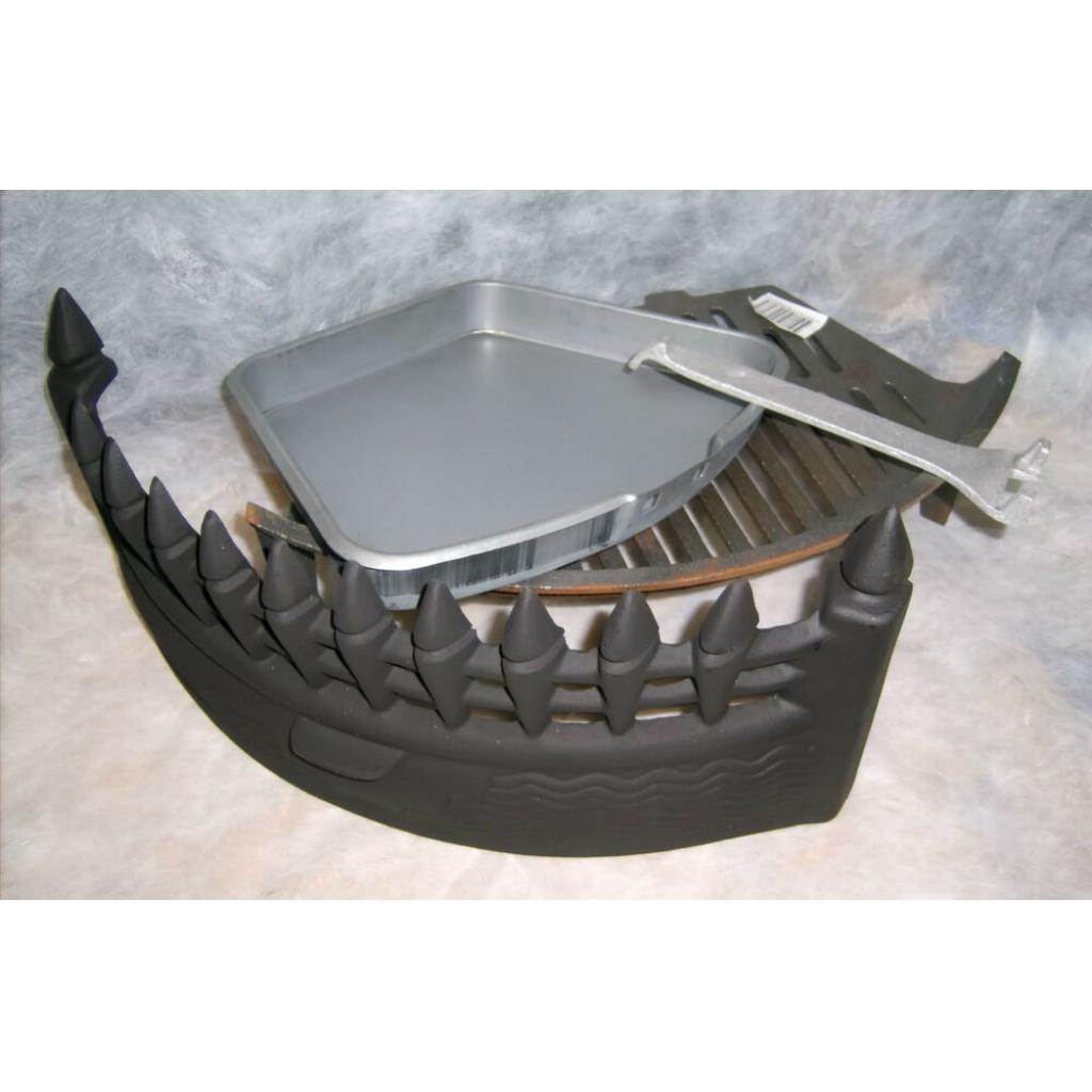 Castle Curved 16" inch BLACK SOLID FUEL COAL FIRE KIT SET GRATE ASHPAN FRET