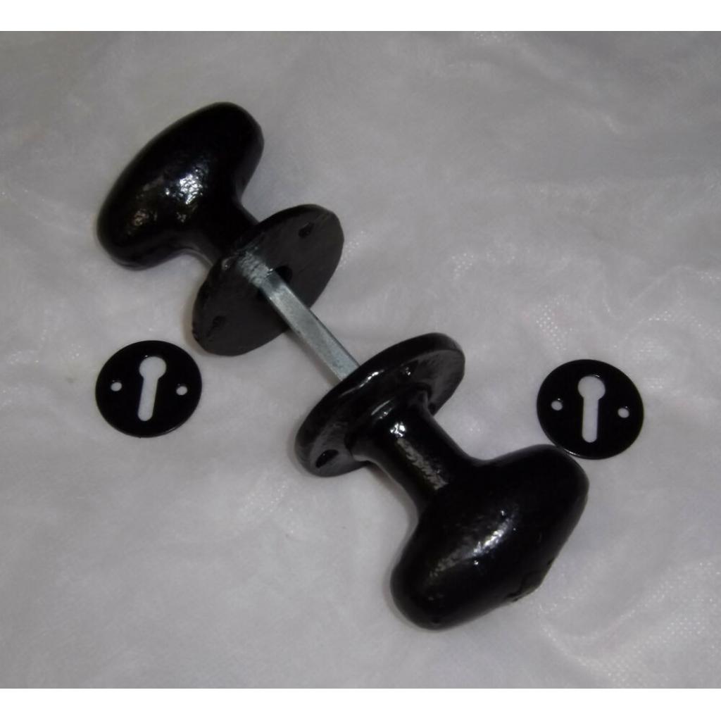 Black Antique Cast Wrought Iron Oval Rim mortice Knob Door Knobs