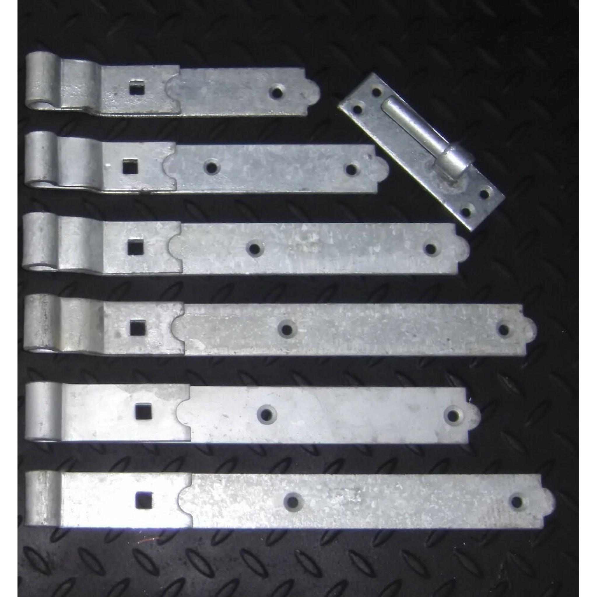 Pair Heavy Duty Gate Hook & Band Black or Galvanised Straight Cranked