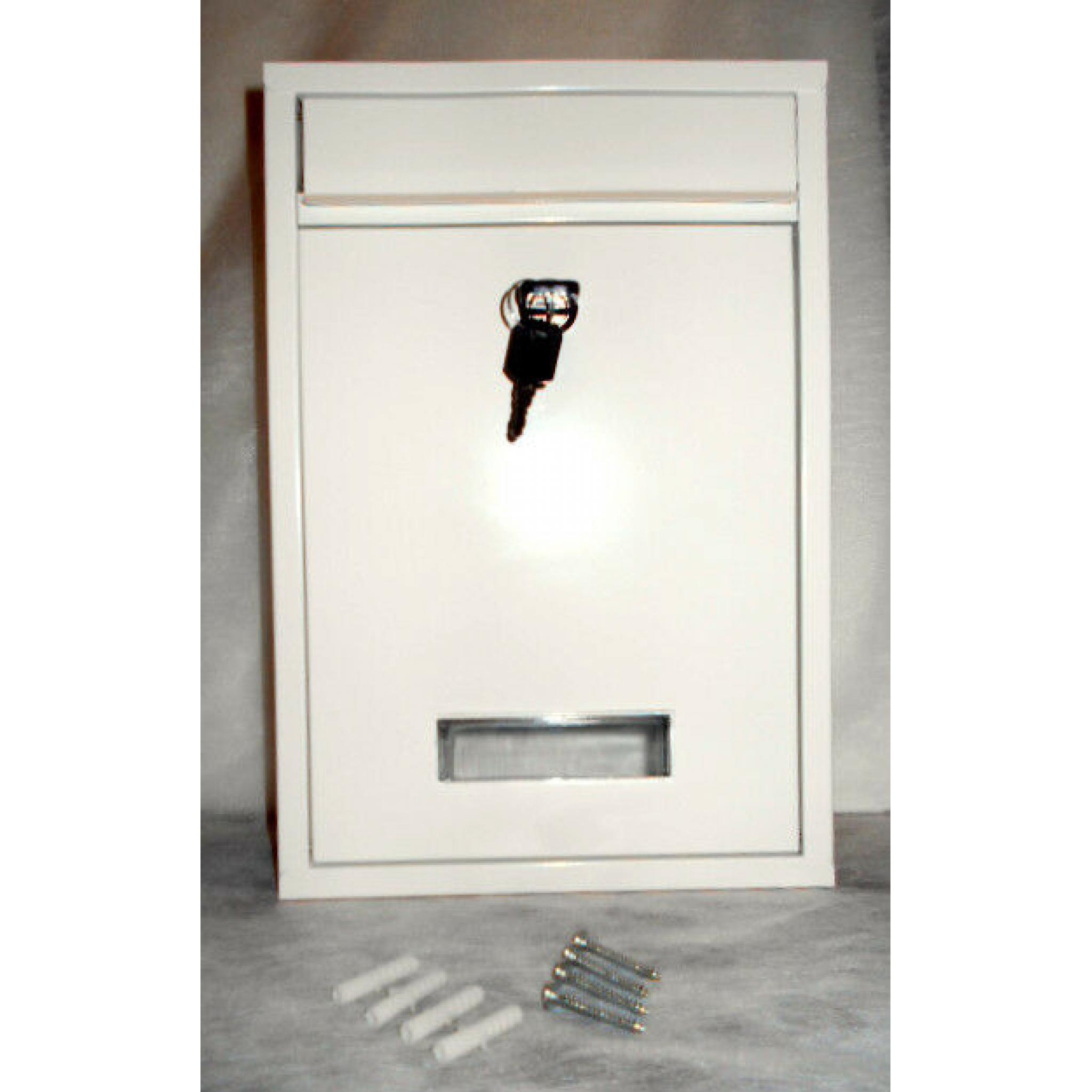 !!NEW!! Modern WHITE Steel Locking Wall Mounted Metal Letter Post Box 2
