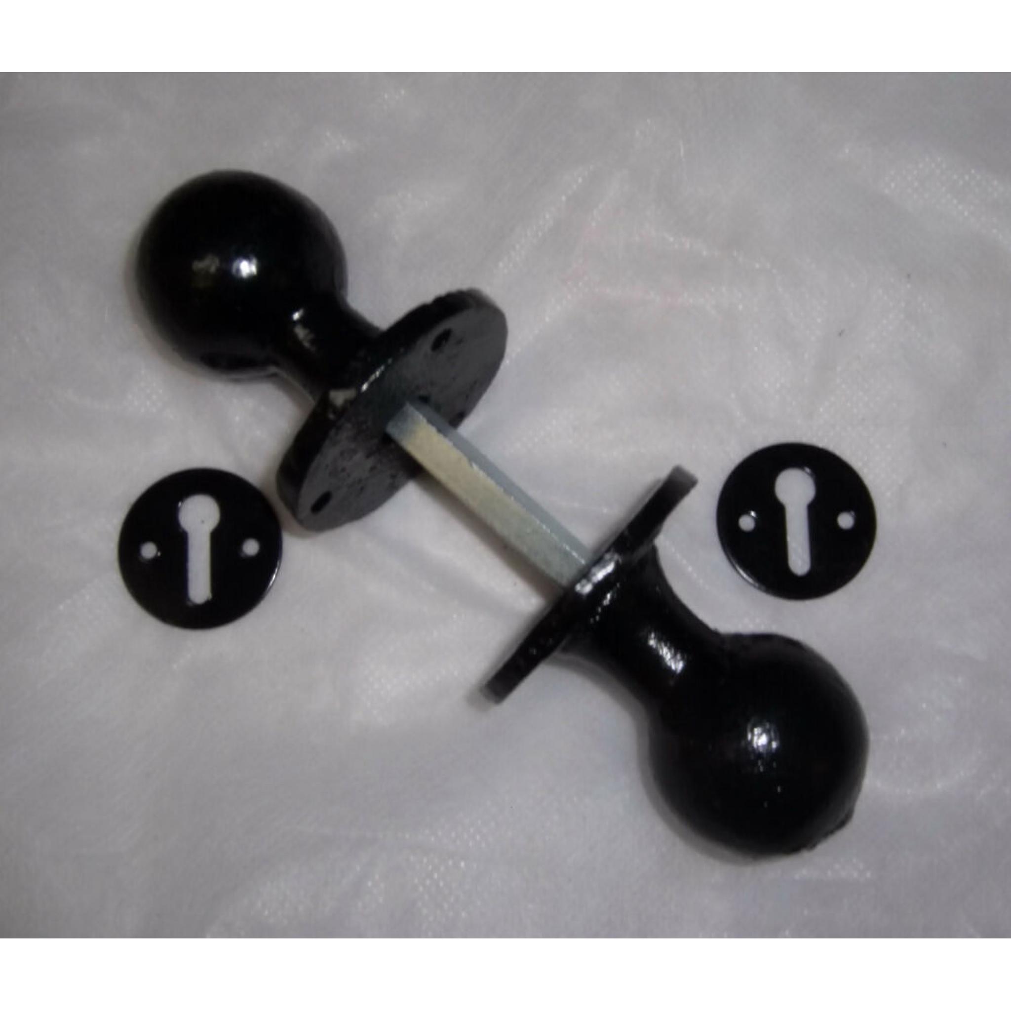 Black Antique Cast Wrought Iron Round Rim mortice Knob Door Knobs