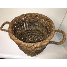 Round Heavy Duty - Hand Made Rattan Wicker Fire Log Basket Laundry Storage (501)