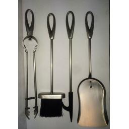 MANOR 2120 Silver Pewter Loop Top Companion Coal Fuel Fire Set 24" tongs poker