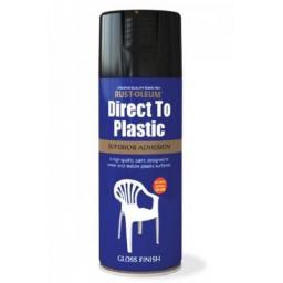 DIRECT TO PLASTIC GLOSS BLACK RUST-OLEUM Fast Dry Spray Paint Aerosol 400ml