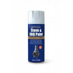 STOVE & BBQ PAINT SILVER RUST-OLEUM Fast Dry Spray Paint Aerosol 400ml
