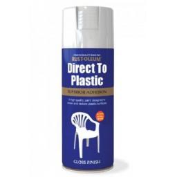DIRECT TO PLASTIC GLOSS WHITE RUST-OLEUM Fast Dry Spray Paint Aerosol 400ml