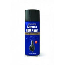 STOVE & BBQ PAINT BLACK RUST-OLEUM Fast Dry Spray Paint Aerosol 400ml