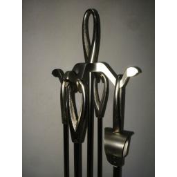 MANOR 2120 Silver Pewter Loop Top Companion Coal Fuel Fire Set 24" tongs poker