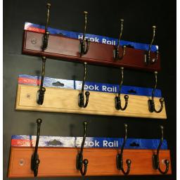 Wooden Coat Hat Hanger 4 Hook Rail Holder Rack Keys Hooks Antique Pine Mahogany