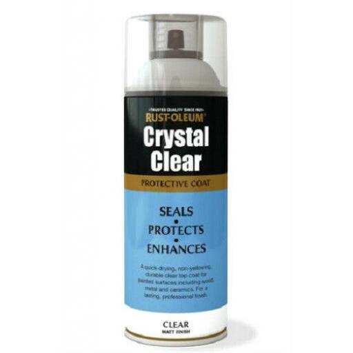 Rustoleum CRYSTAL CLEAR MATT FINISH Fast Dry Spray Paint LACQUER Aerosol 400ml