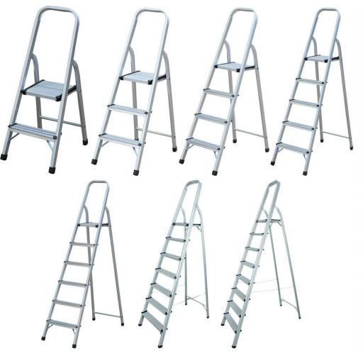 NEW QUALITY Aluminium Step Ladders Heavy Duty 2 3 4 5 6 7 8 Tread Steps DIY Work
