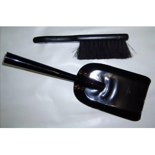 Deville Strong Gloss Black 5" Fire Shovel & Brush Ash Coal Logs Soot Scoop Spade
