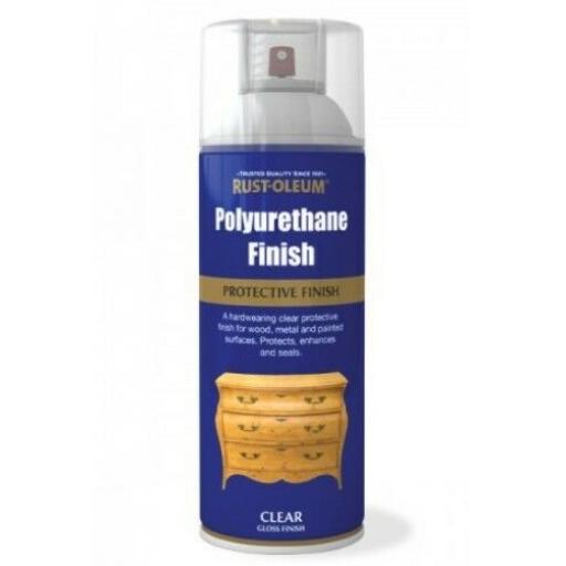 POLYURETHANE FINISH CLEAR GLOSS RUST-OLEUM Fast Dry Spray Paint Aerosol 400ml