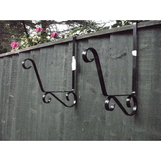 !!NEW!! Pair of TROUGH BRACKET Over the Fence Post & Panel Scroll Design Hook