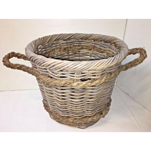 Round Heavy Duty - Hand Made Rattan Wicker Fire Log Basket Laundry Storage (521)