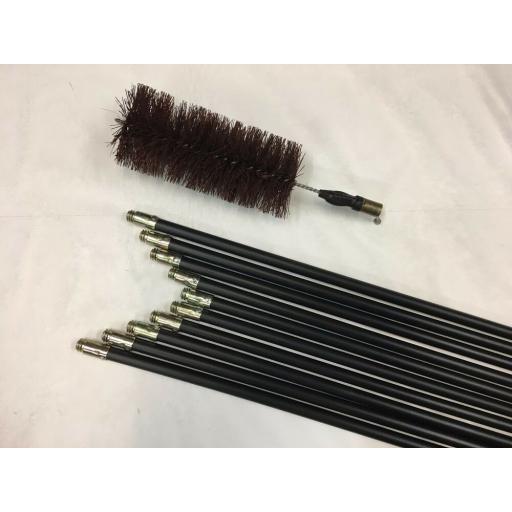 NEW 4" inch x 30ft Long Flue Brush Chimney Soot Cleaning Sweeping Set Drain Rods