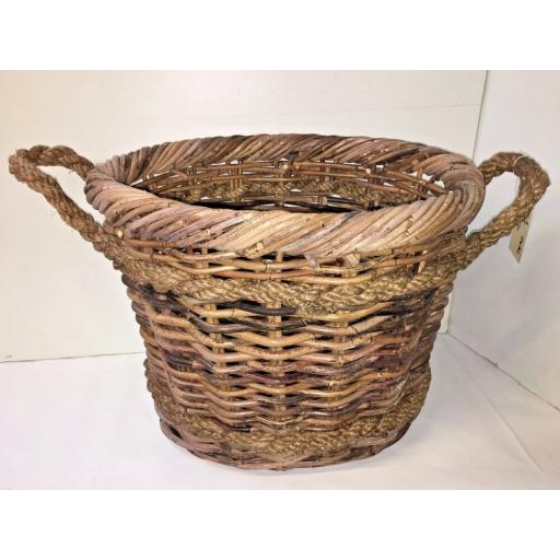 Oval Heavy Duty - Hand Made Rattan Wicker Fire Log Basket Laundry Storage (502)