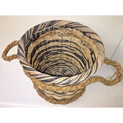 Round Heavy Duty - Hand Made Rattan Wicker Fire Log Basket Laundry Storage (531)