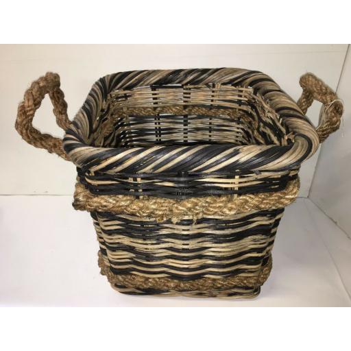Square Heavy Duty Hand Made Rattan Wicker Fire Log Basket Laundry Storage (534)