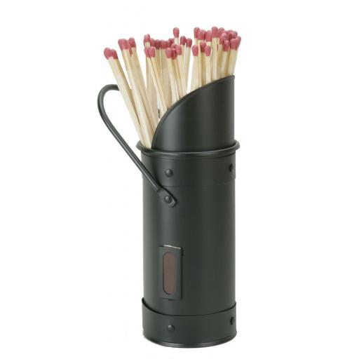 !NEW! MANOR 1964 Satin Black Steel Long Matches Match Holder Hod Fire Stove