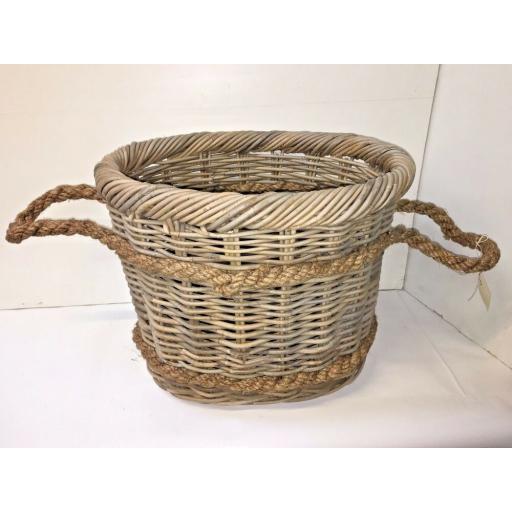 Oval Heavy Duty - Hand Made Rattan Wicker Fire Log Basket Laundry Storage (522)