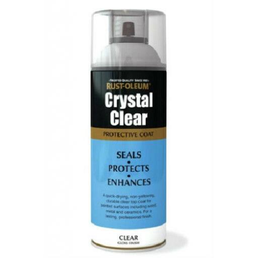 Rustoleum CRYSTAL CLEAR GLOSS FINISH Fast Dry Spray Paint LACQUER Aerosol 400ml